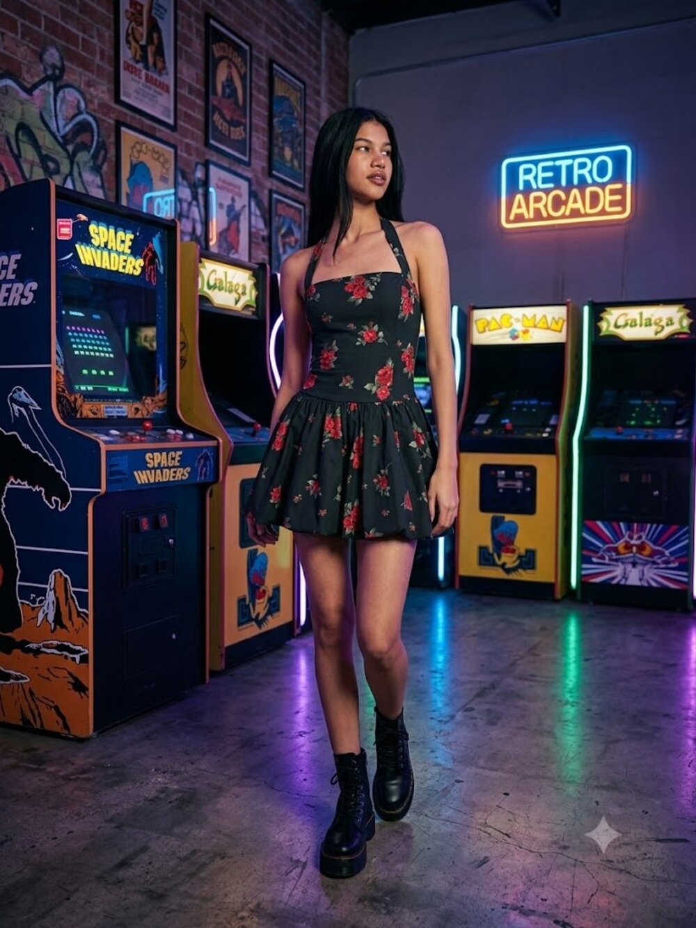 Hollister black halter mini bubble skort dress, Size S